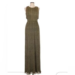 BCBGMaxAzria Metallic Gold Maxi Dress
